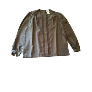NWT Vintage 80s Oraré Womens Black Long-Sleeve Career Blouse Size Medium